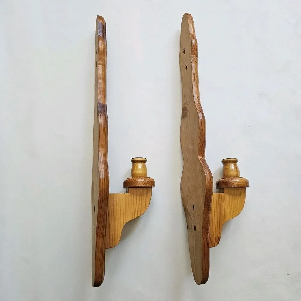 Pair of Large Rustic Wooden Wall Sconce 23